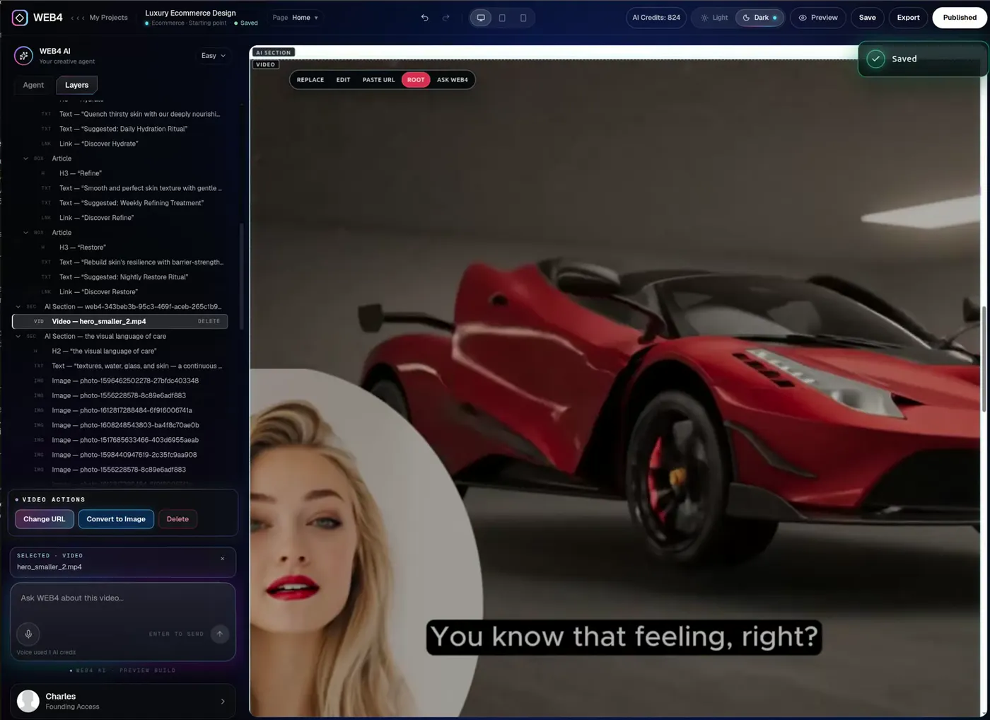 Converting an image to a video inside WEB4