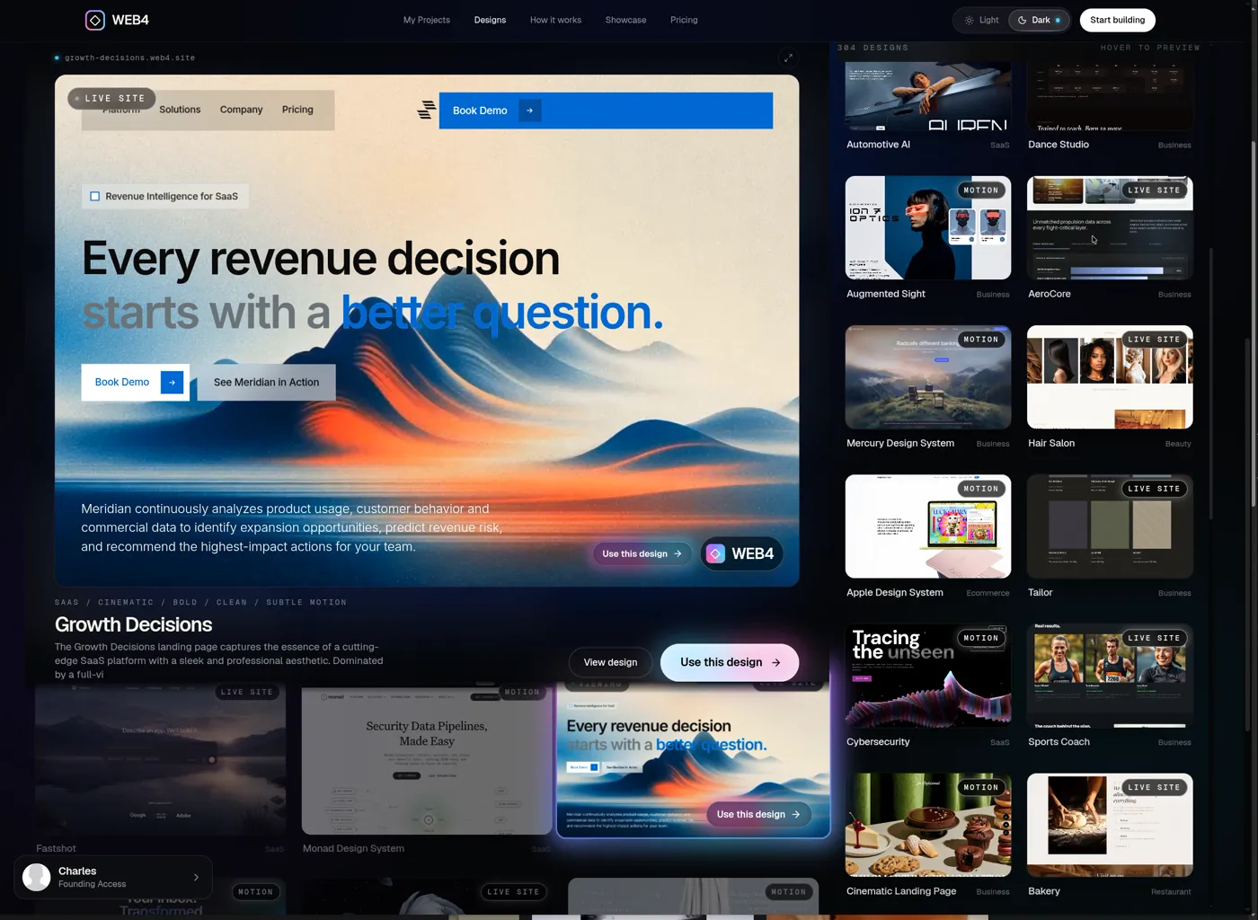 Growth Decisions design in the WEB4 designs browser